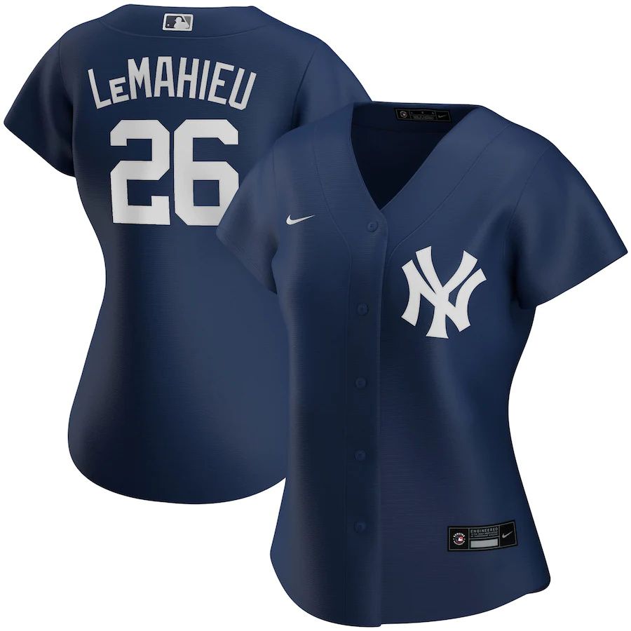 Womens New York Yankees 26 DJ LeMahieu Nike Navy Alternate Replica Player MLB Jerseys